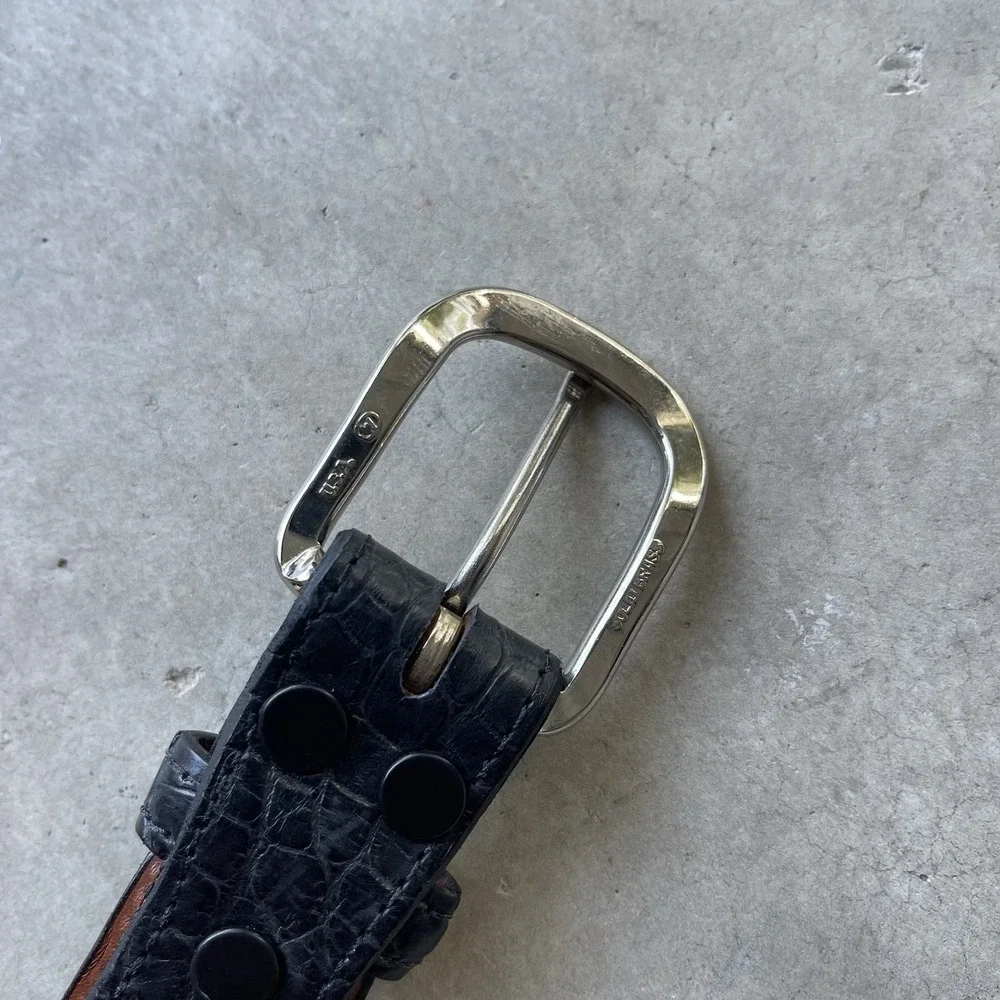 Vintage Genuine Alligator Leather Belt Black Exotic Leather 40 Made In USA